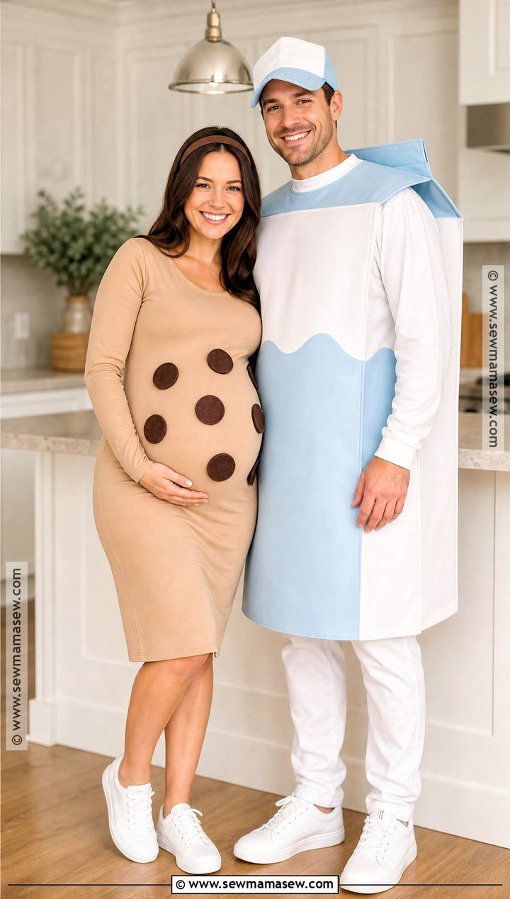 Pregnant Cookie And Milk Couple Costume - 45 pregnant halloween costumes
