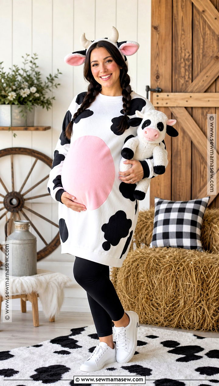 Pregnant Cow Costume - 30 halloween costumes for pregnant for women