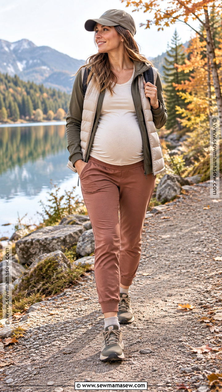 Pregnant Fall Hiking Outfit With Joggers And Hoodie - 15 hiking outfit fall pregnant ideas