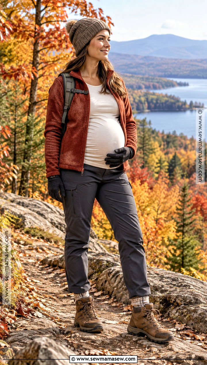 Pregnant Fall Hiking Outfit With Trail Pants And Sweater Fleece - 15 hiking outfit fall pregnant ideas