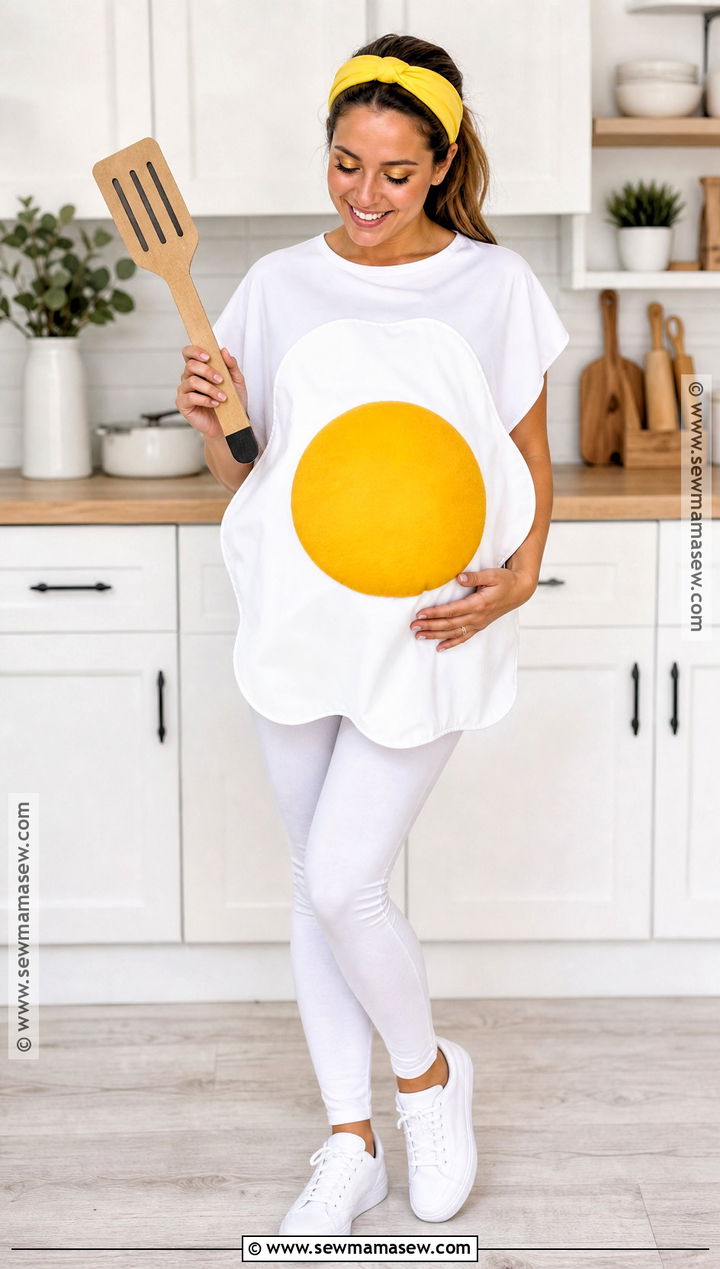 Pregnant Fried Egg Costume - 30 halloween costumes for pregnant for women