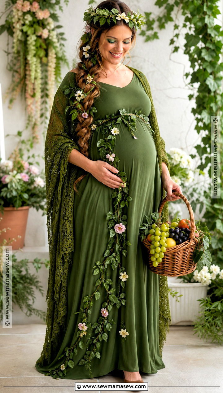 Pregnant Mother Nature Costume - 30 halloween costumes for pregnant for women