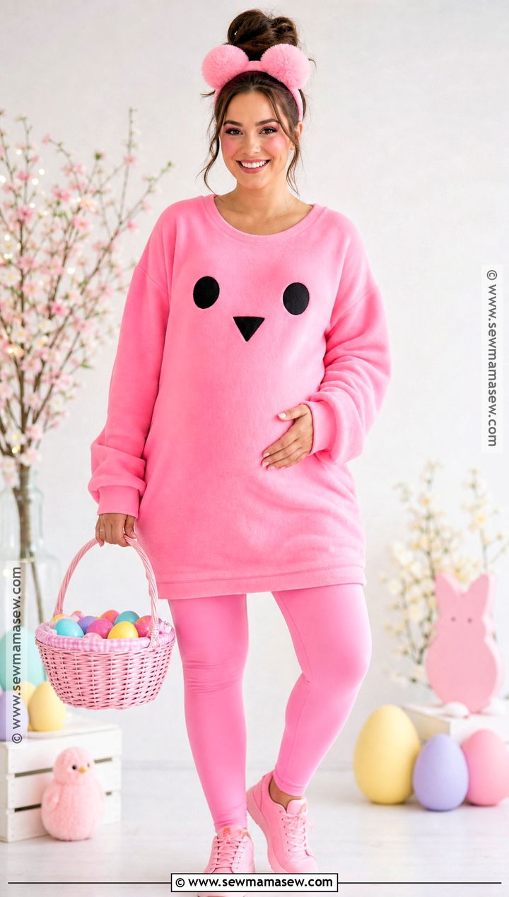 Pregnant Pink Marshmallow Chick Costume - 45 pregnant halloween costumes