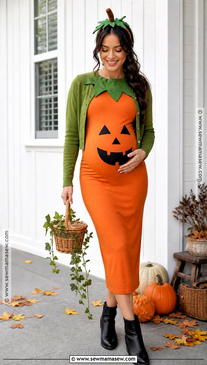 Pregnant Pumpkin Costume - 30 halloween costumes for pregnant for women