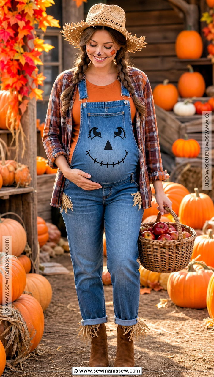 Pregnant Scarecrow With Pumpkin Belly Costume - 45 pregnant halloween costumes