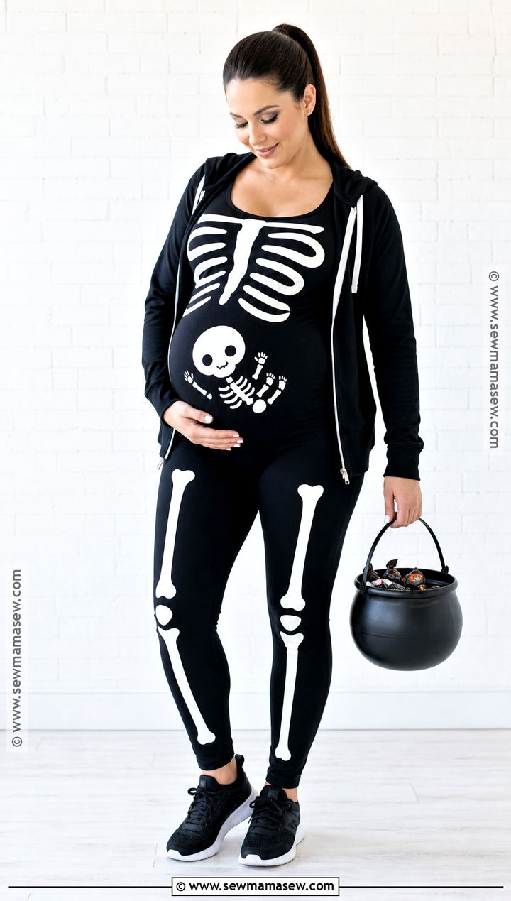 Pregnant Skeleton Costume - 40 pregnant halloween costume ideas