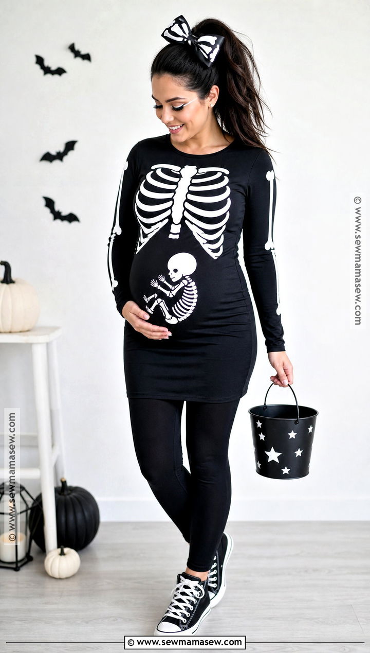 Pregnant Skeleton Costume - 30 halloween costumes for pregnant for women