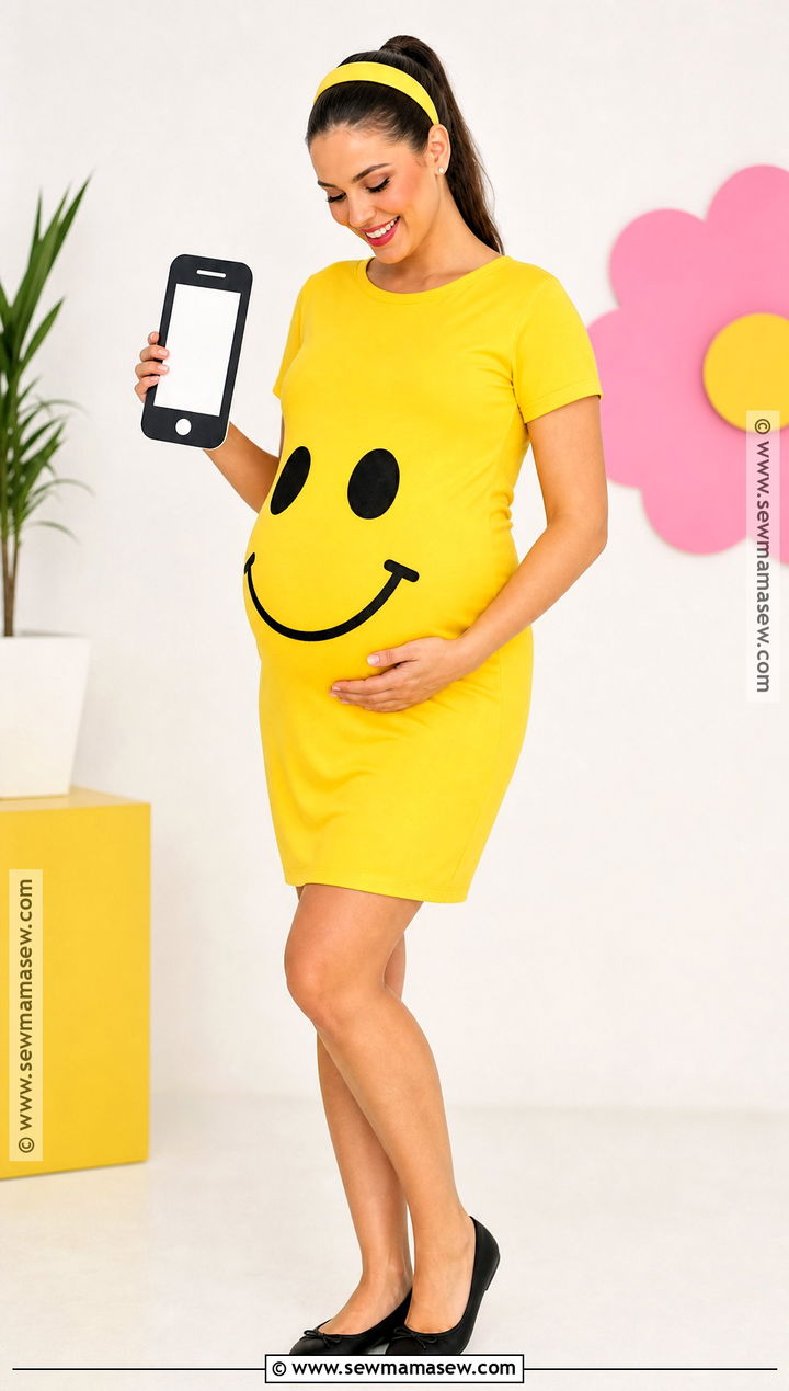 Pregnant Smiley Face Emoji Costume - 45 pregnant halloween costumes