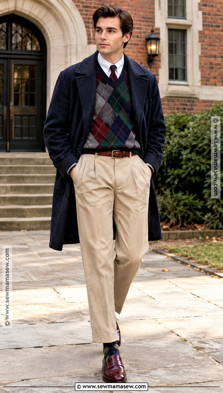 Preppy Argyle 80s Fall Outfit - 15 80s fall outfits for men