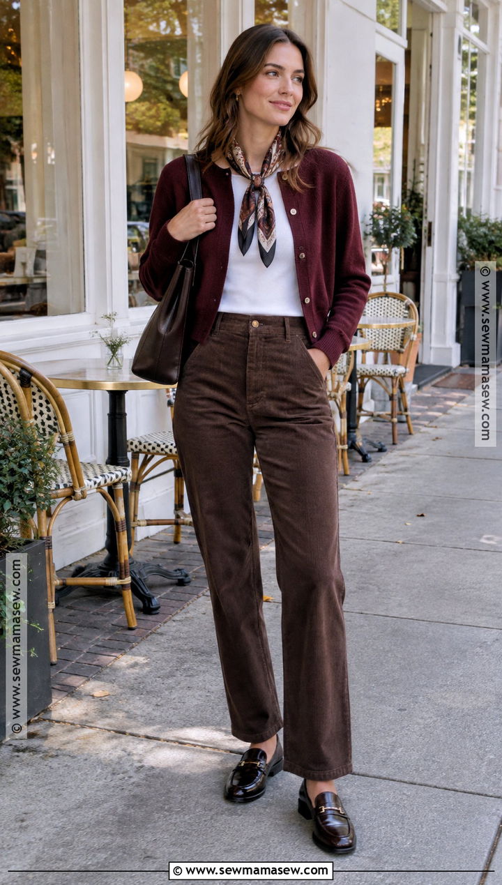 Preppy Fall Cardigan and Corduroy Pants Outfit - 20 fall outfits preppy