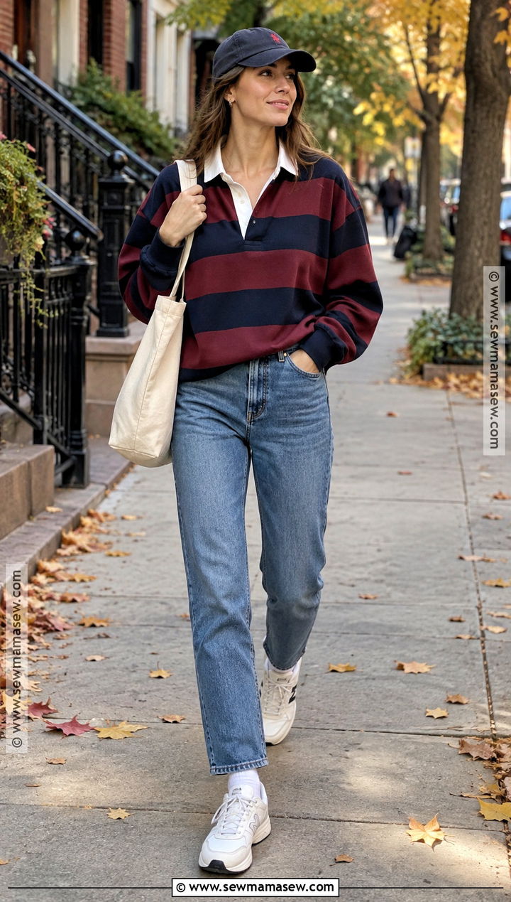 Preppy Fall Outfit With Rugby Shirt And Jeans - 15 preppy fall outfits 2026