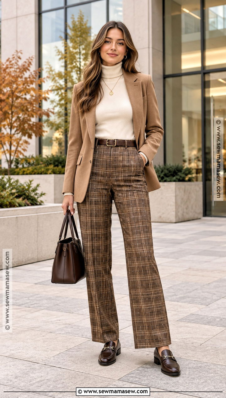 Preppy Fall Turtleneck and Plaid Trousers Outfit - 20 fall outfits preppy