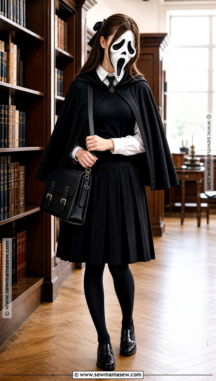 Preppy Ghost Face Costume With Pleated Skirt - 45 ghost face costume ideas for women