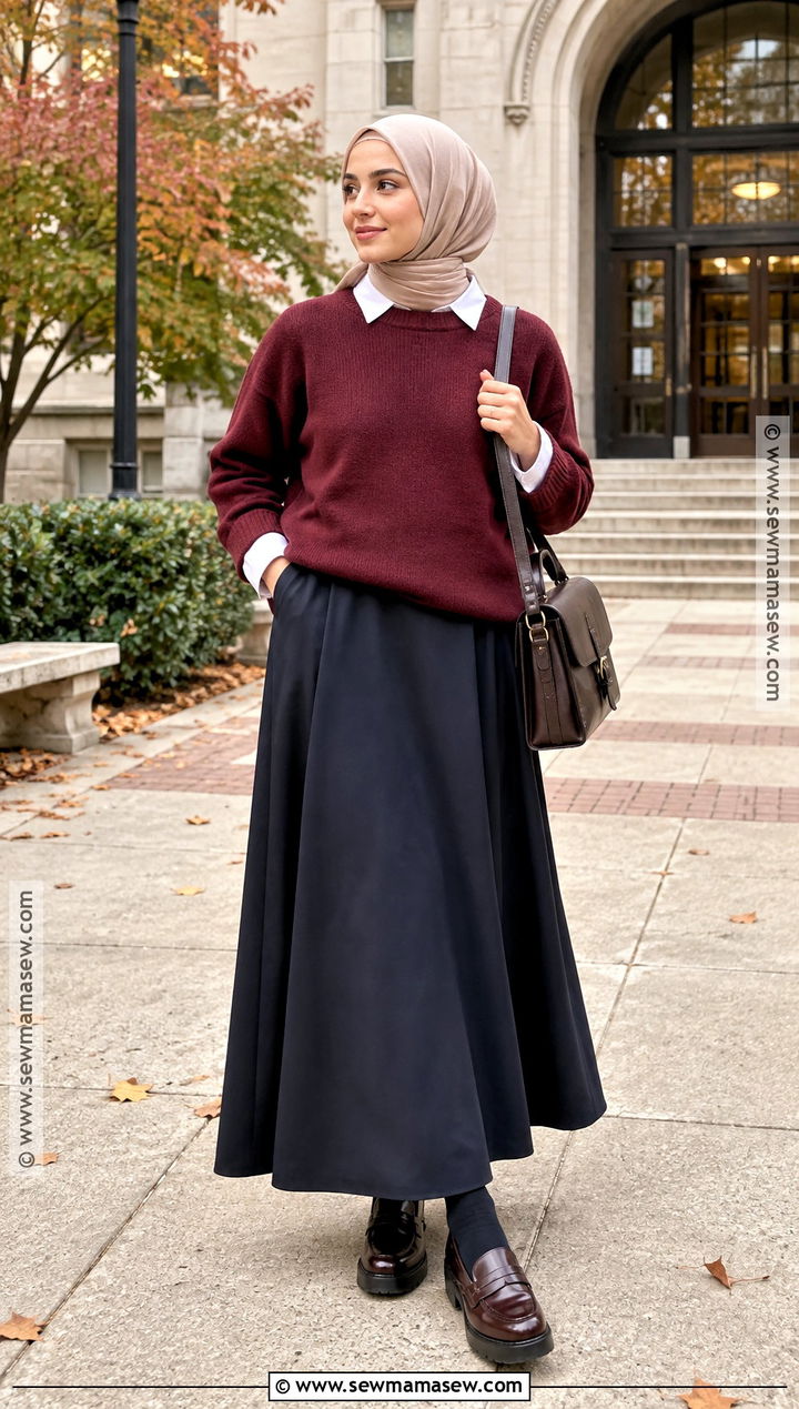 Preppy Maxi Skirt Hijabi Fall Outfit - 25 hijabi fall outfits