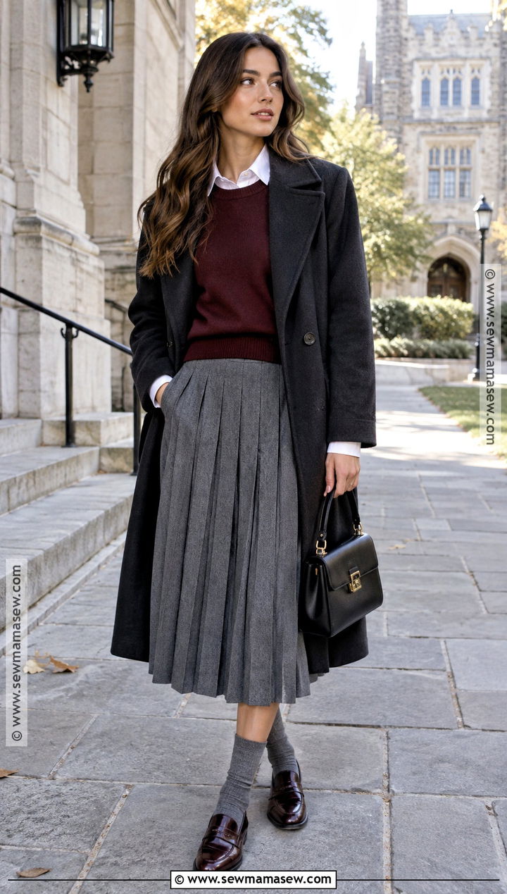 Preppy Pleated Skirt Fall Outfit - 15 fall inspo outfits 2026