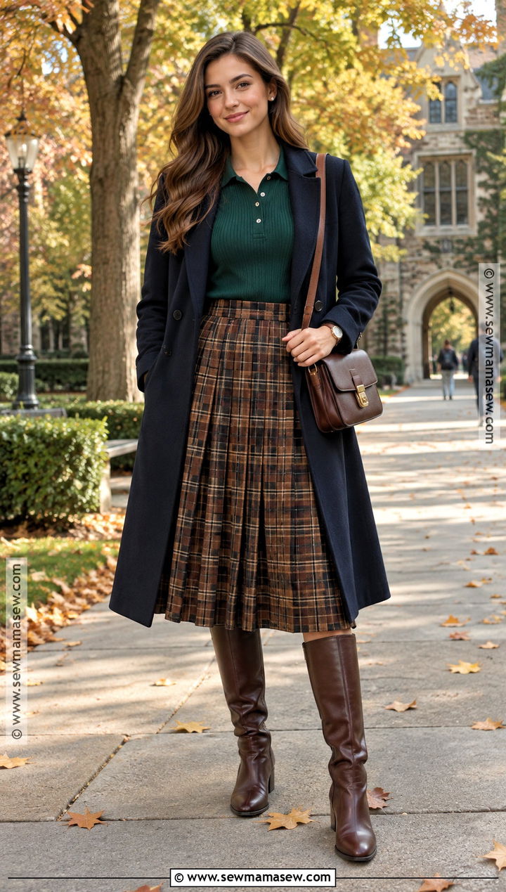 Preppy Polo Sweater And Pleated Skirt Fall Outfit - 15 fall fashion 2026 aesthetic ideas