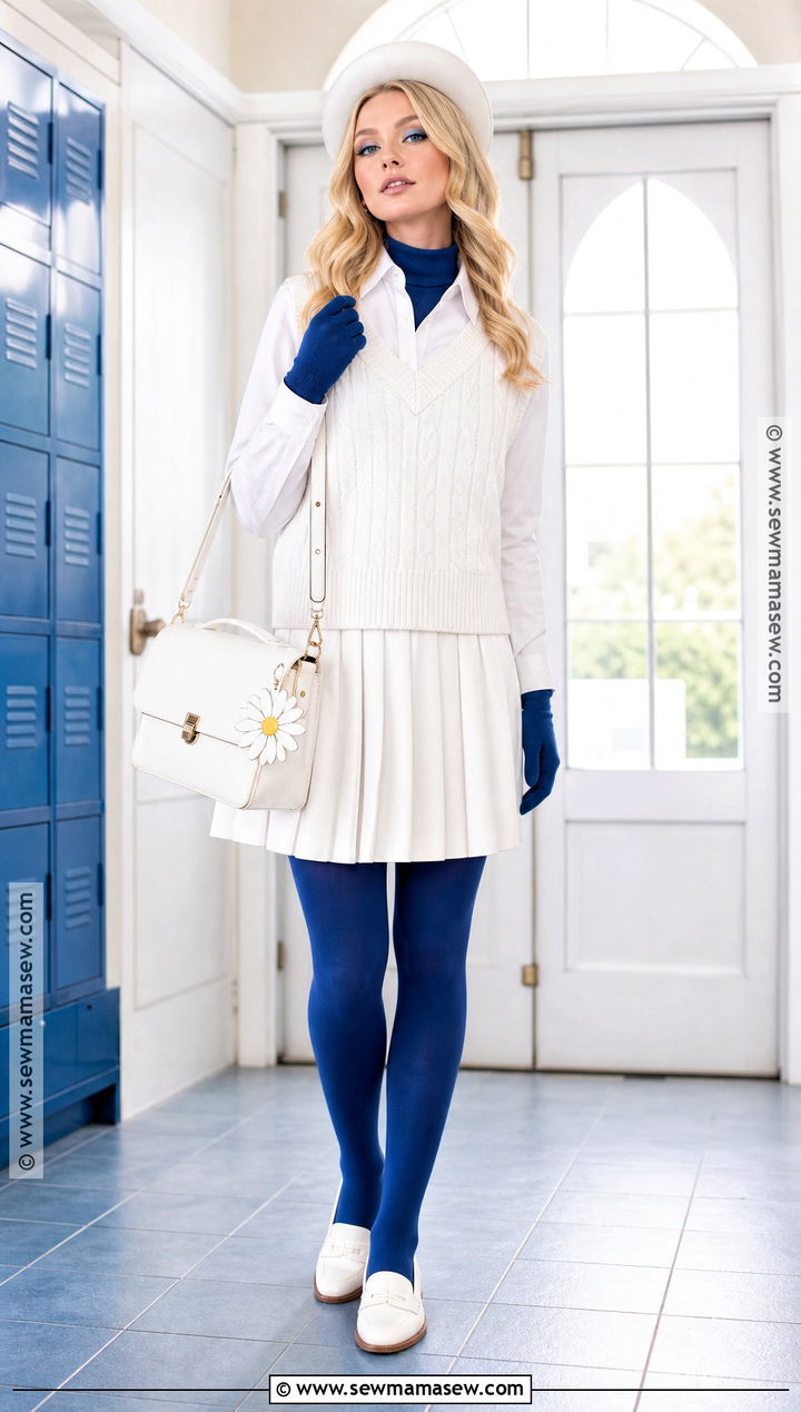 Preppy Smurfette Costume With Pleated Skirt - 35 smurfette costume ideas