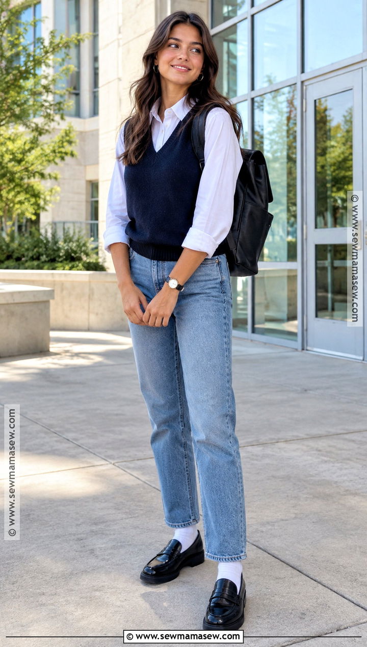 Preppy Sweater Vest Back To School Outfit - 20 back to school outfits aesthetic