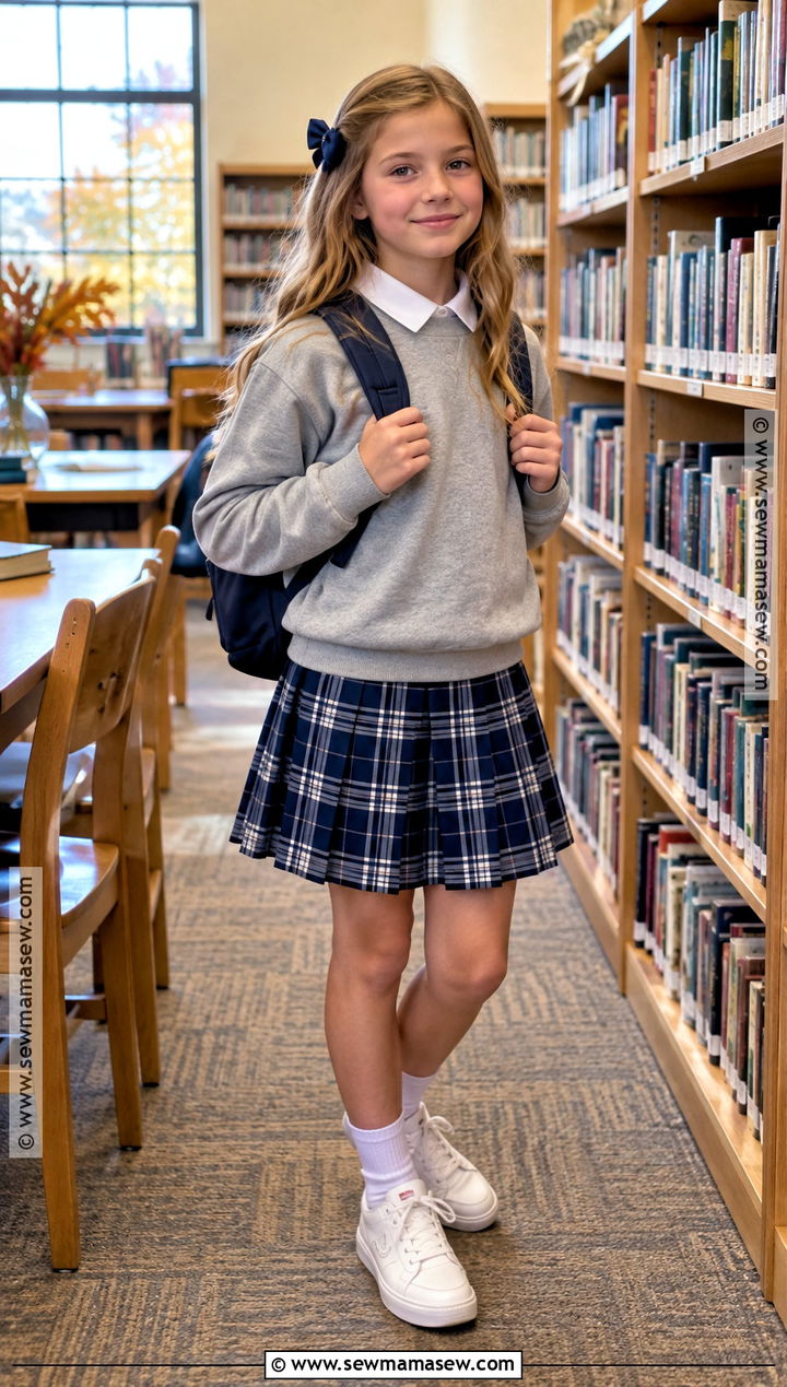 Preppy Sweatshirt And Pleated Skirt Outfit - 15 back to school outfits 5th grade girl preppy