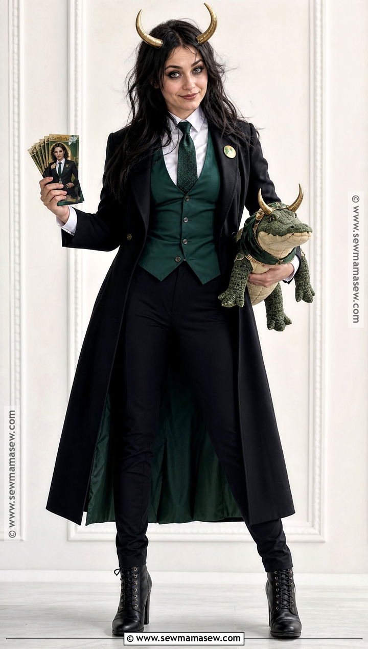 President Loki Costume With Green Vest - 30 Loki Costume Ideas for Females