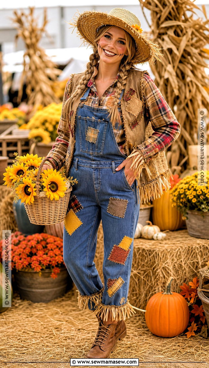 Pretty Scarecrow Costume With Plaid Shirt - 35 cute halloween costumes for women