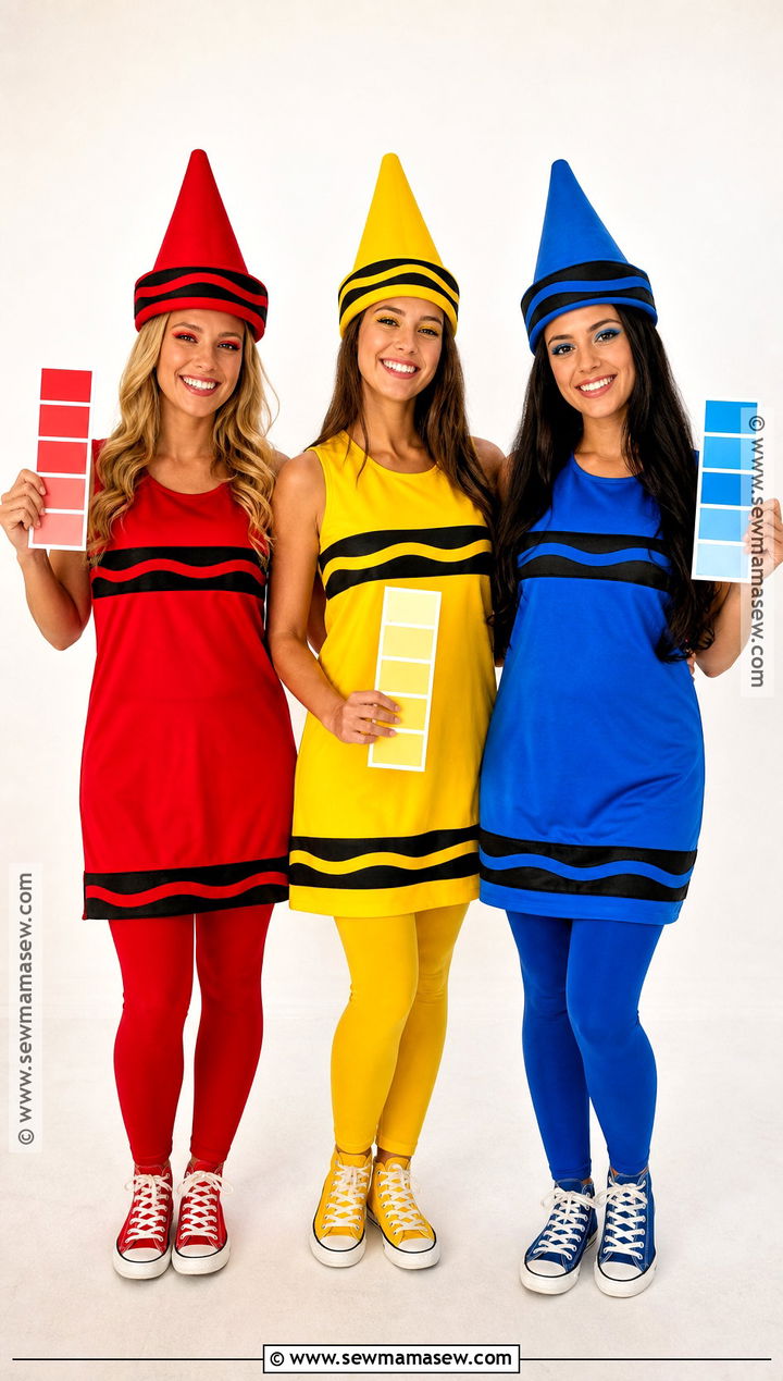 Primary Color Crayon Trio Costume - 35 crayon costume ideas