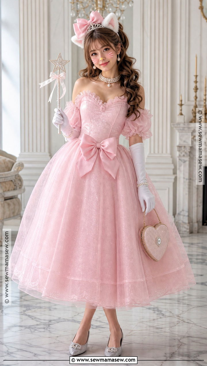 Princess Hello Kitty Costume With Pink Gown - 40 hello kitty halloween costume ideas