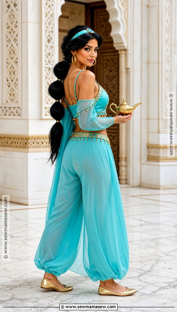 Princess Jasmine Costume With Turquoise Pants - 30 Disney Characters Dress Up Ideas