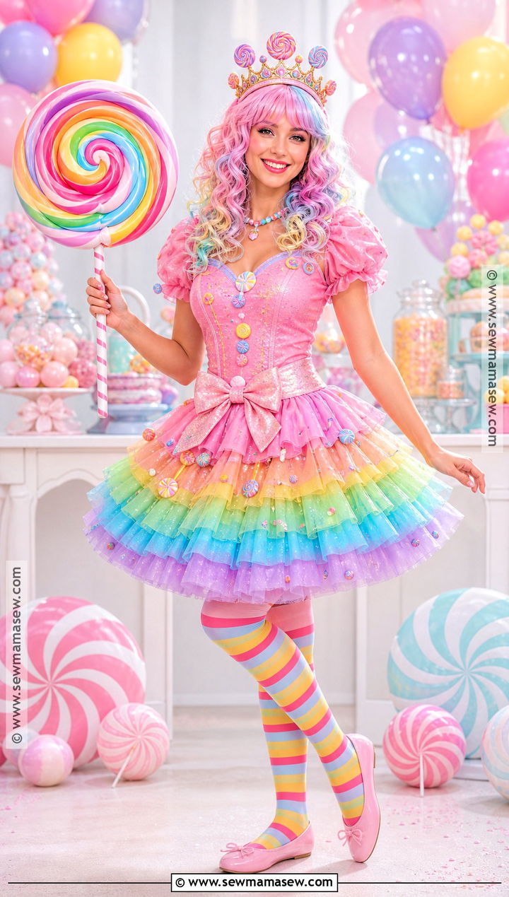 Princess Lolly Costume With Rainbow Tutu - 30 Candy Land Costumes for Women