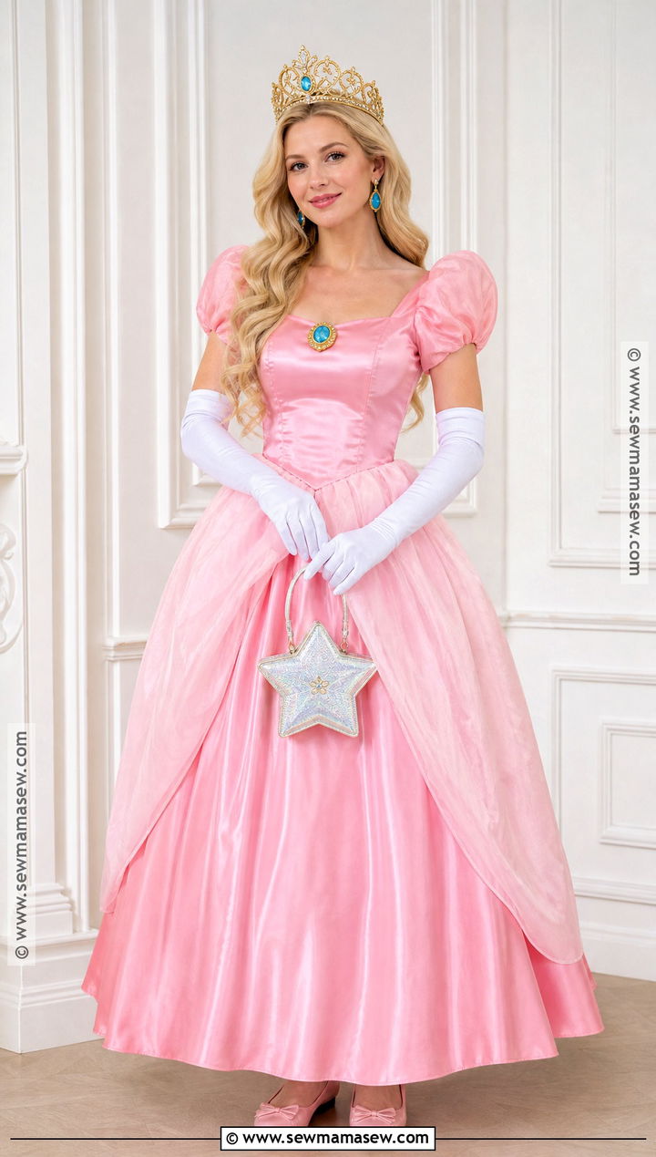 Princess Peach Costume With Pink Ball Gown - 30 Video Game Halloween Costumes
