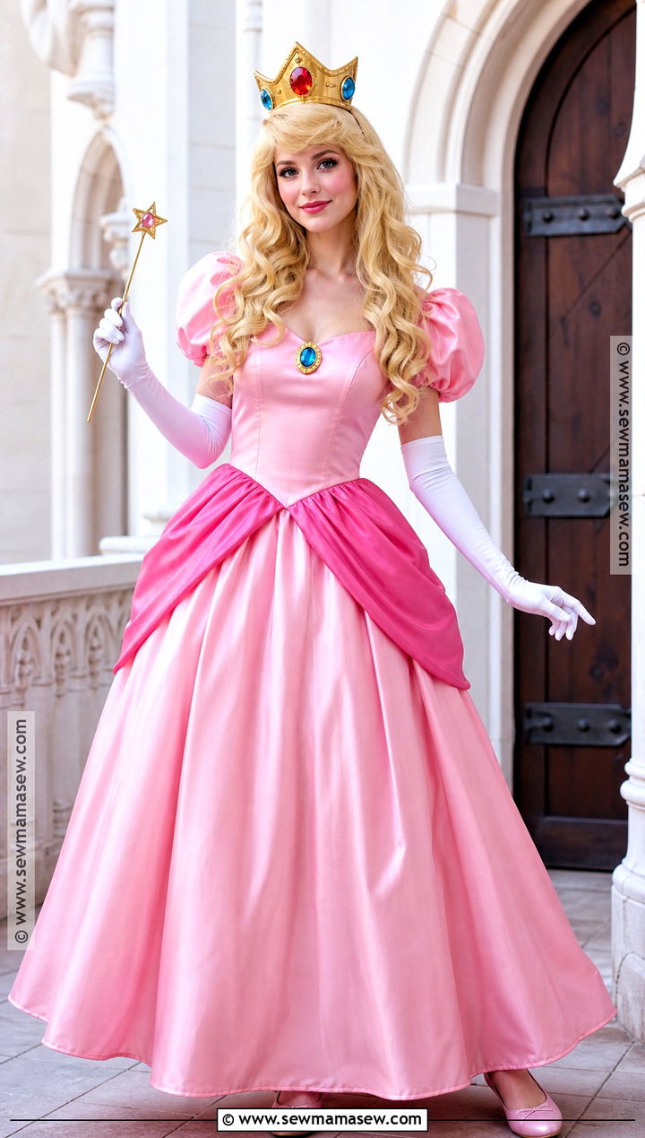 Princess Peach Costume With Pink Gown - 30 super mario costume ideas