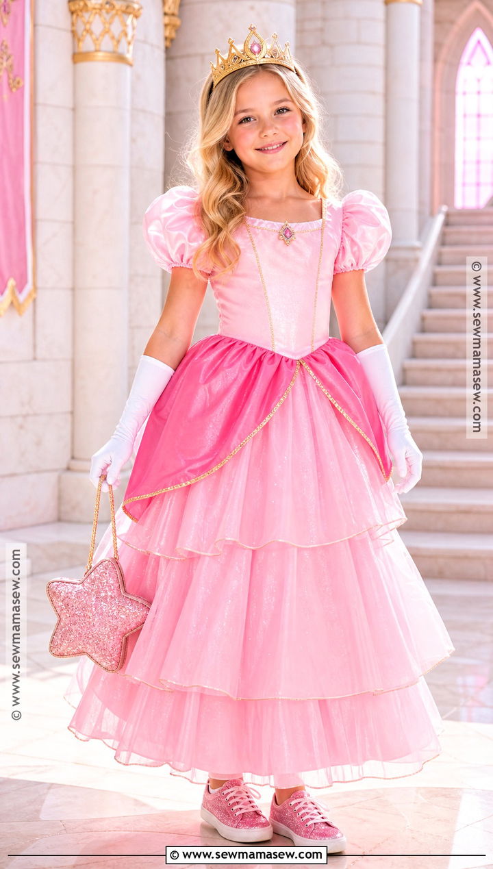Princess Peach Costume With Pink Gown - 35 girls halloween costumes for kids