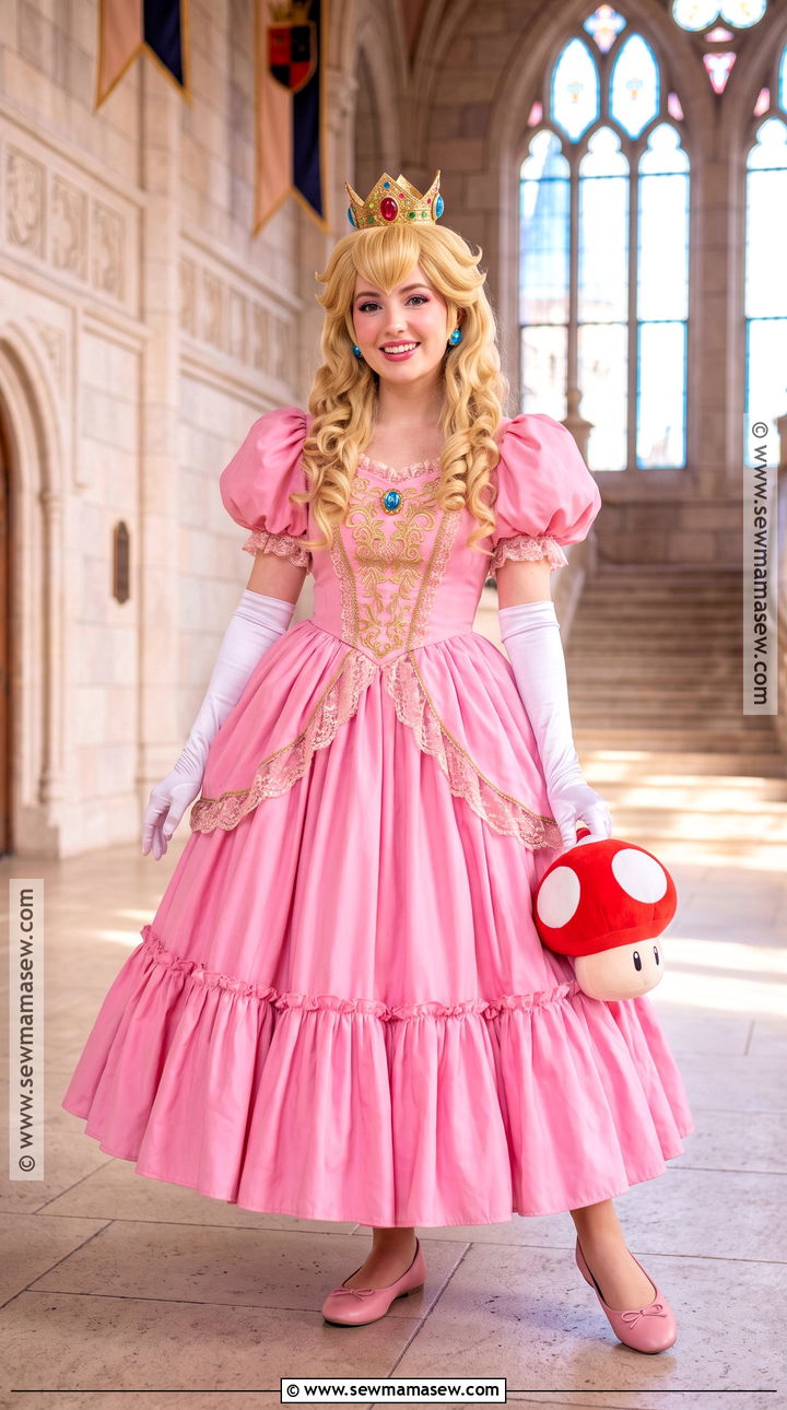 Princess Peach Costume With Pink Gown - 35 Princess Costume Ideas