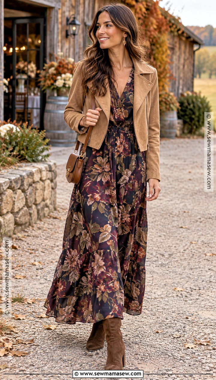 Printed Maxi Dress Fall Bridal Shower Outfit - 15 bridal shower outfit for guest fall ideas