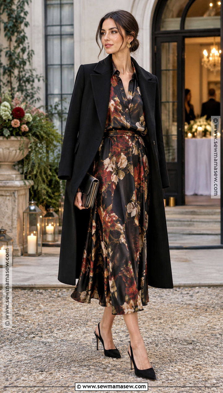 Printed Satin Matching Set October Wedding Guest Outfit - 25 october wedding guest outfits