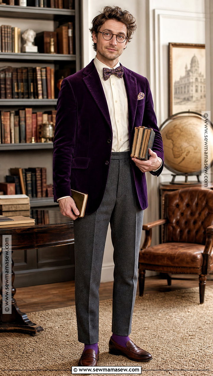 Professor Plum Clue Costume With Purple Suit - 30 Clue Halloween Costume Ideas