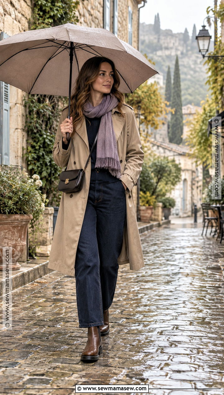 Provence Rainy Day Trench Coat Outfit - 15 Provence Outfit Fall Ideas