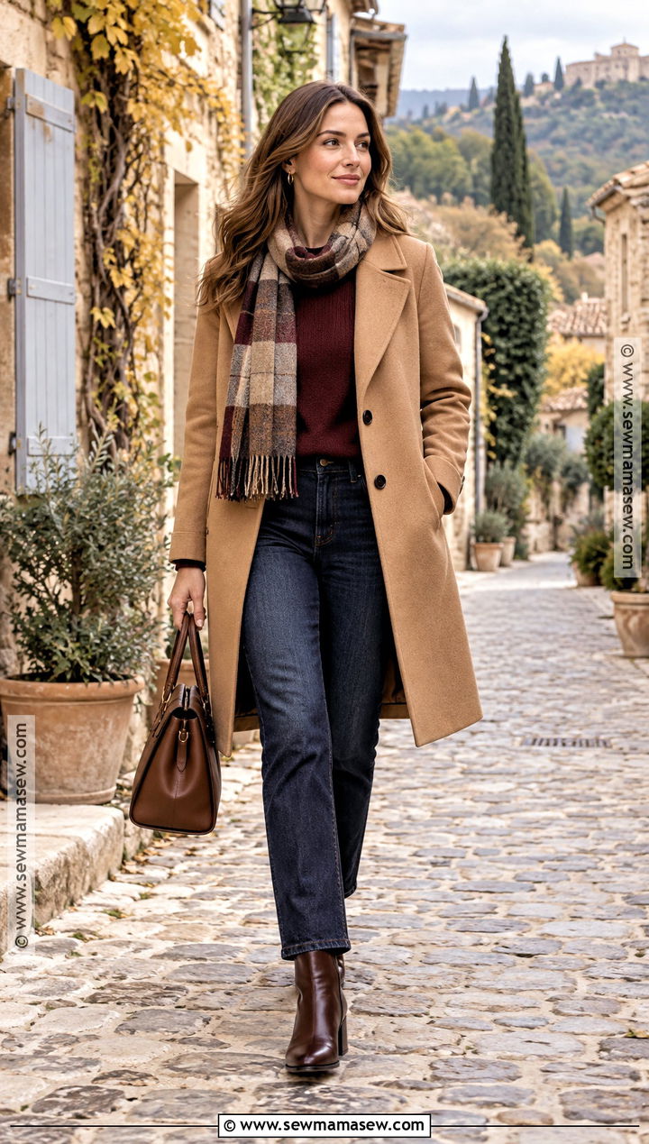 Provence Wool Coat And Dark Denim Outfit - 15 Provence Outfit Fall Ideas