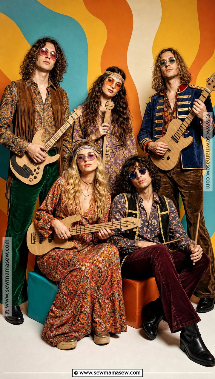 Psychedelic Band Group Costume - 30 60s halloween costume ideas