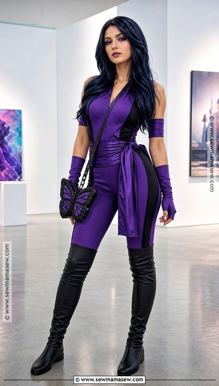 Psylocke Costume With Purple Bodysuit - 30 Marvel Halloween Costumes for Women