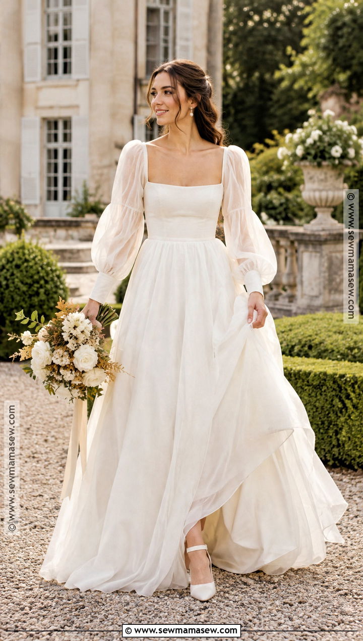 Puff Sleeve Boho Wedding Dress - 20 boho fall wedding dress ideas