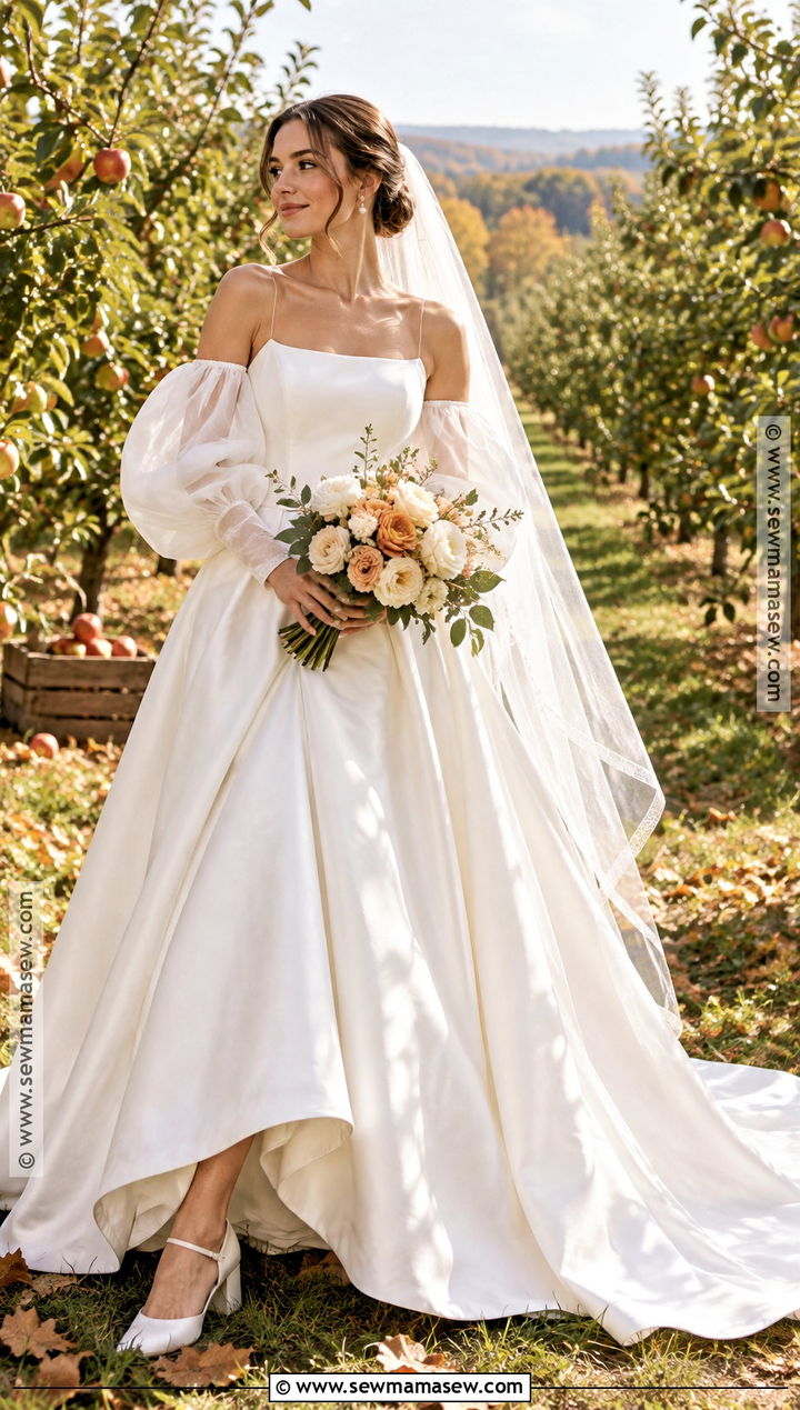 Puff Sleeve Fall Wedding Ballgown - 15 fall wedding dress ballgown ideas