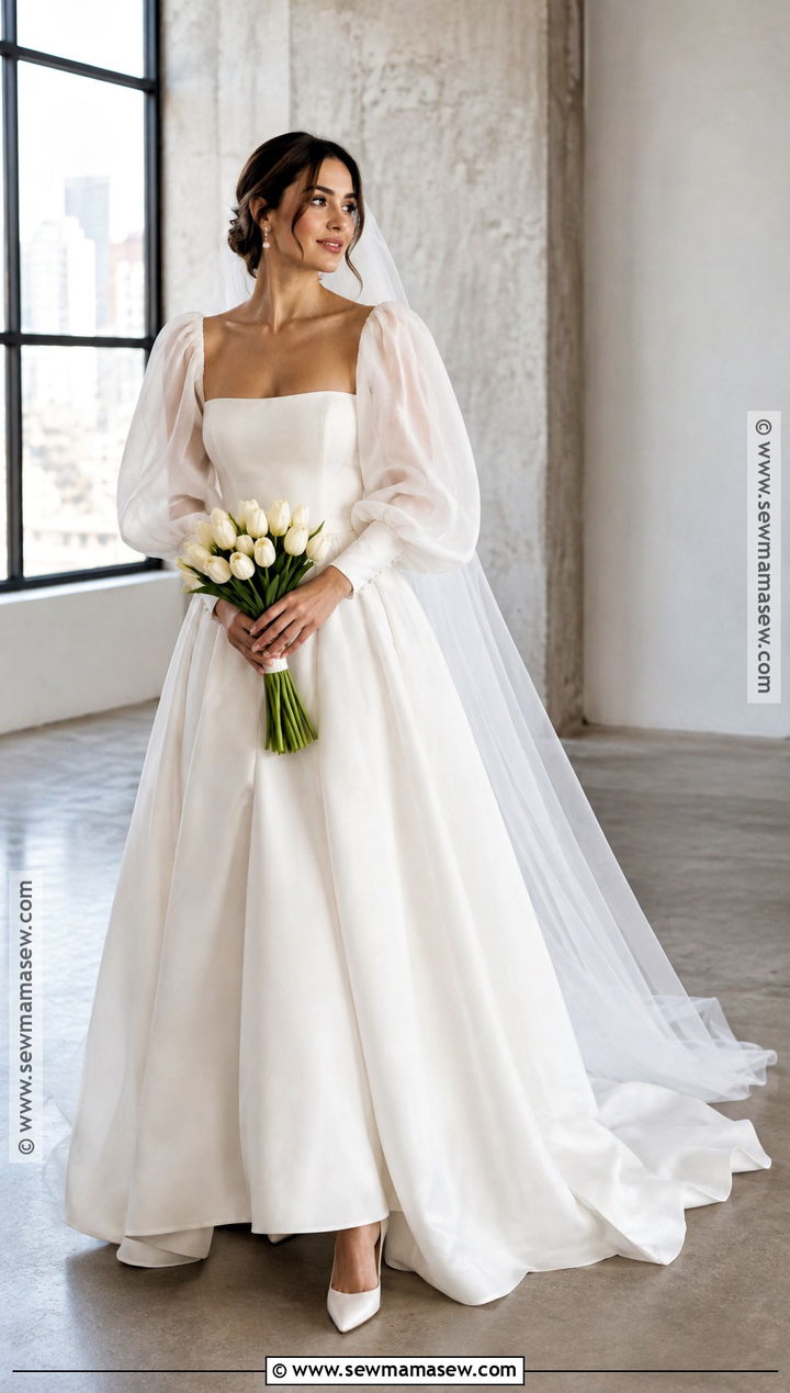 Puff Sleeve Fall Wedding Dress - 20 long sleeve fall wedding dress ideas
