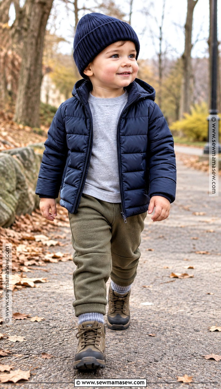 Puffer Jacket And Fleece Joggers Toddler Fall Outfit - 25 fall toddler outfits