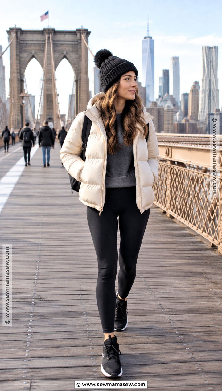 Puffer Jacket And Leggings New York Outfit - 15 November Outfits For New York