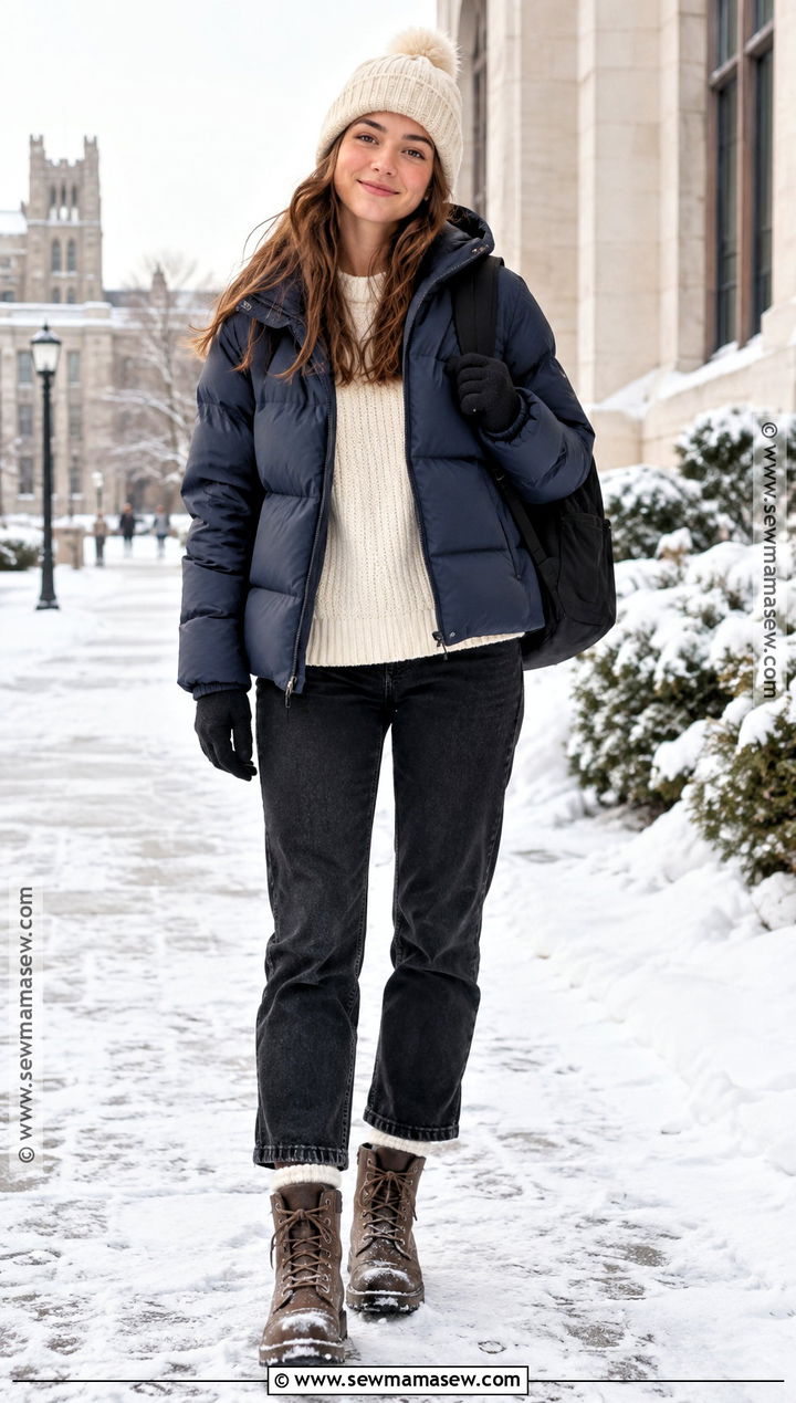 Puffer Jacket And Winter Boots Outfit - 20 back to school shopping list clothes