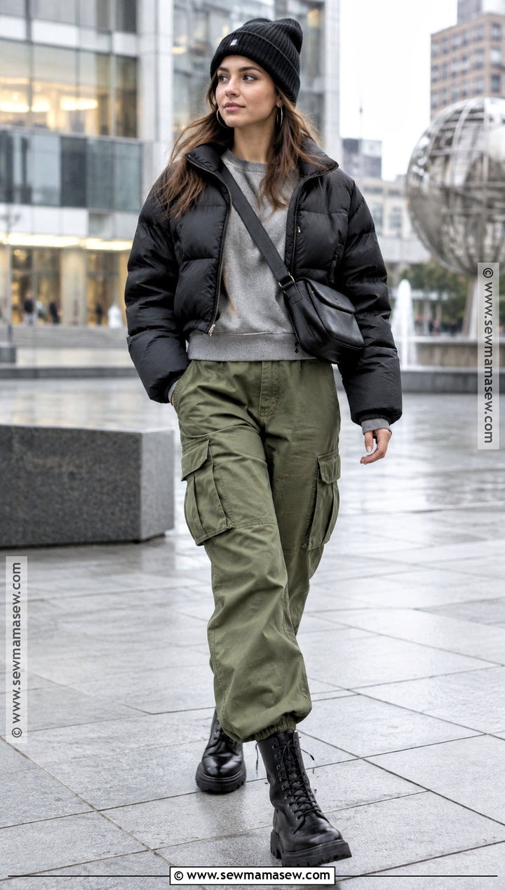 Puffer Jacket and Cargo Pants Outfit - 15 autumn winter street style ideas 2026