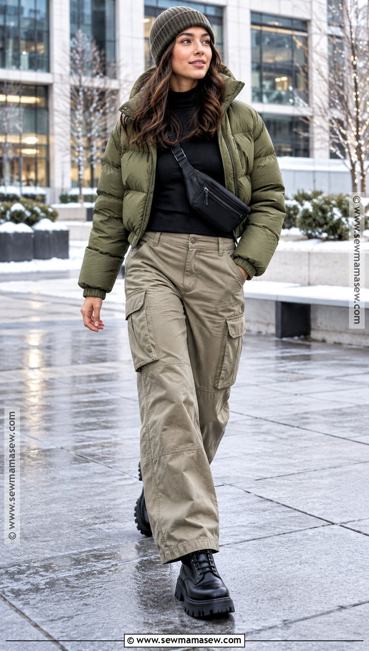 Puffer Jacket and Cargo Pants Street Style - 20 Street Style Fall Winter Ideas