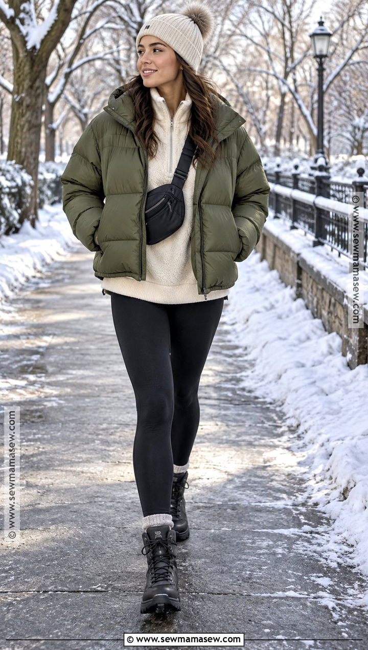 Puffer Jacket and Leggings Outfit - 30 fall winter outfits