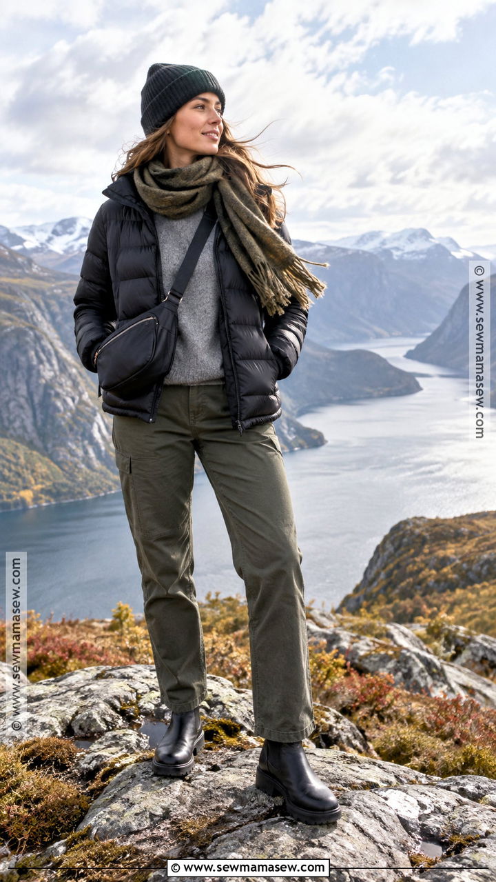 Puffer Jacket and Straight Leg Pants Europe October Outfit - 20 europe in october outfits